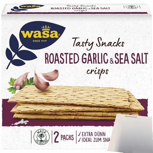 usy Bundle für Wasa Tasty Snacks Crisps Roasted Garlic & SeaSalt (190g Packung) + usy Block von usy