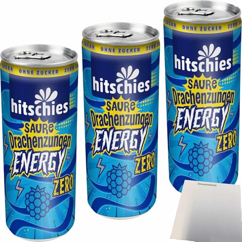 usy Bundle für hitschies Energy-Drink saure Drachenzungen 3er Pack (3x250ml Dose) + usy Block von usy