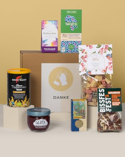 DANKE BOX | Dankeschön Geschenke, Geschenkbox mit Überraschungen zum Danke sagen | Kleines Danke Geschenk mit Snacks, Aufmerksamkeiten uvm. von veganbox get inspired