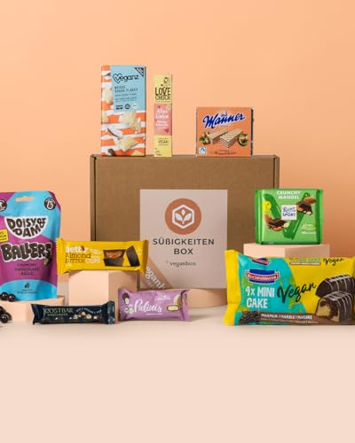 VEGAN BOX® Süßigkeiten Box | Mit Fruchtgummis Und Schokolade | Vegan & Tierversuchsfrei | Ideal Für Naschkatzen | Mix aus veganen süßen Snacks von veganbox get inspired