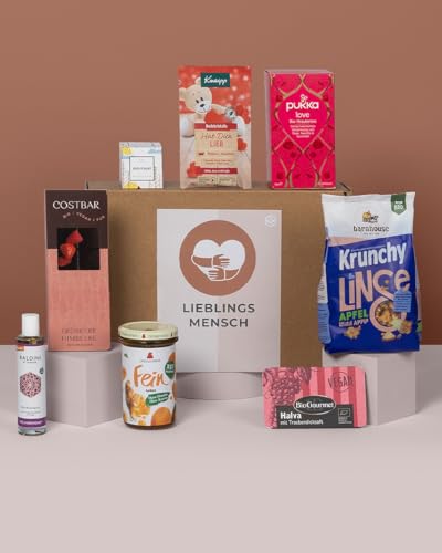 LIEBLINGSMENSCH BOX | Hochwertige Geschenkbox für deine Liebsten | Geschenk Lieblingsmensch mit Snacks, Selfcare Produkten, Kerze uvm. | Vegan & Tierversuchsfrei von veganbox get inspired