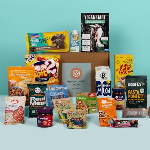 VEGAN BOX® Veganuary Box | Veganes Starter Set I Vegane Snacks & Ersatzprodukte für den veganen Einstieg und deinen perfekten Start in ein veganes Leben - Vegane Geschenkidee von veganbox get inspired
