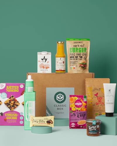 Vegan Box Geschenkbox Classic, vegane Lebensmittel, vegane Kosmetik, Snacks, Süßigkeiten, mit mind. 9 Produkten von veganbox get inspired