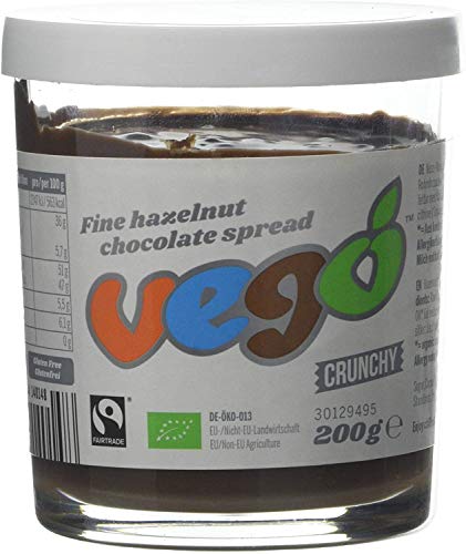 1,2 kg Vego Haselnuss Crunchy Brotaufstrich Vegan 6 x 200g von vego