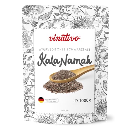 vinativo Kala Namak Salz – fein – 1kg – Premium Qualität – naturbelassenes Gourmet Salz- jodfrei – Schwarzsalz eignet sich als veganer Ei-Ersatz von vinativo