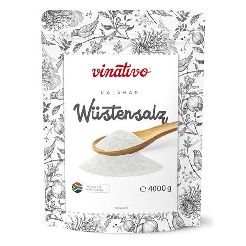 vinativo Kalahari Wüstensalz – fein – 4kg – Premium Qualität – unraffiniert – Kalaharie Salz – für die Mühle geeignet von vinativo