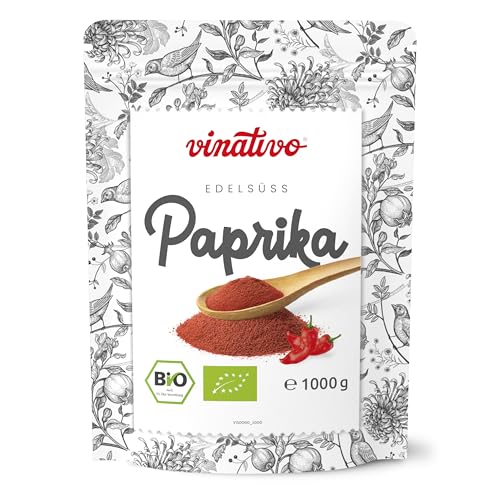 vinativo Paprika edelsüß BIO – gemahlen – 1kg – Bio Qualität – Gourmet Paprika – spanisches Paprikapulver mild von vinativo