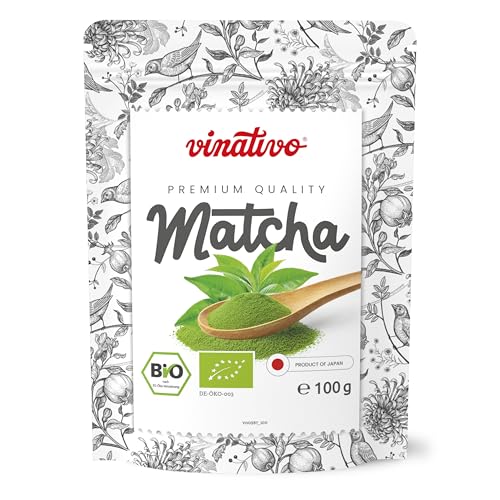 vinativo Matcha Pulver BIO aus Japan (100g) - japanisches Matcha Tee Pulver für Grüntee, Matcha Latte oder Smoothies - Premium Matchapulver in wiederverschließbarem Beutel - ideal für Getränke vinativo Matcha Pulver BIO aus Japan (100g) - japanisches Matcha Tee Pulver für Grüntee, Matcha Latte oder Smoothies - Premium Matchapulver in wiederverschließbarem Beutel - ideal für Getränke von vinativo