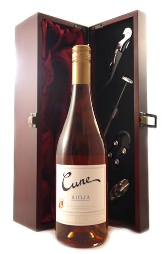 Cune Rosado 2019 CVNE Rose Wine in einer mit Seide ausgestatetten Geschenkbox, da zu 4 Weinaccessoires, 1 x 700ml von vintage wine gifts