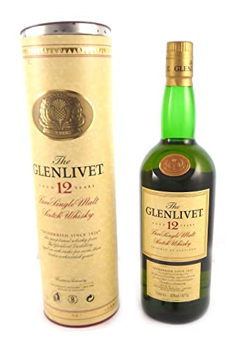 1980's - 1990's The Glenlivet 12 year old Malt Whisky Original Tube Packaging 1 litre in einer Geschenkbox 1 x 1000ml von vintagewinegifts