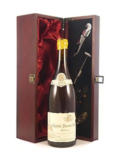 Chablis 1er Cru Butteaux 1997 Domaine Raveneau in einer mit Seide ausgestatetten Geschenkbox, da zu 4 Weinaccessoires, 1 x 750ml von vintagewinegifts