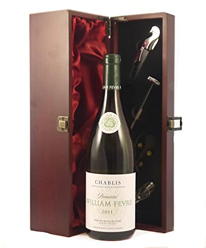 Chablis 2011 William Fevre in einer mit Seide ausgestatetten Geschenkbox, da zu 4 Weinaccessoires, 1 x 750ml von vintagewinegifts