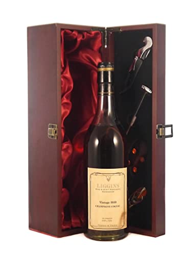 Champagne Cognac 1959 Liggins (70cls) in einer mit Seide ausgestatetten Geschenkbox, da zu 4 Weinaccessoires, 1 x 700ml von vintagewinegifts