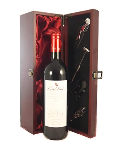 Chateau Gigault 'Cuvee Viva' 2001 Bordeaux in einer mit Seide ausgestatetten Geschenkbox, da zu 4 Weinaccessoires, 1 x 750ml von vintagewinegifts