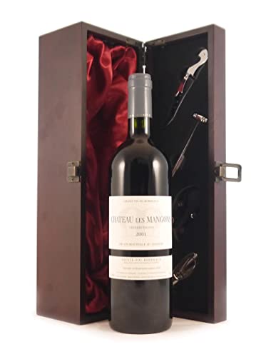 Chateau Les Mangons 2001 Bordeaux in einer mit Seide ausgestatetten Geschenkbox, da zu 4 Weinaccessoires, 1 x 750ml Chateau Les Mangons 2001 Bordeaux in einer mit Seide ausgestatetten Geschenkbox, da zu 4 Weinaccessoires, 1 x 750ml von vintagewinegifts