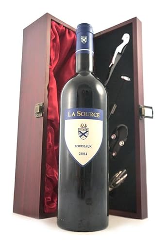 Chateau de Sours 'La Source' 2004 Bordeaux (Red wine) in einer mit Seide ausgestatetten Geschenkbox, da zu 4 Weinaccessoires, 1 x 750ml von vintagewinegifts