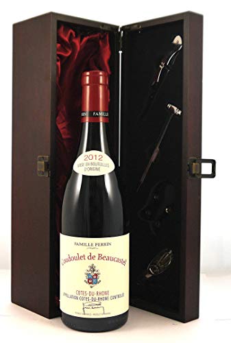 Coudoulet de Beaucastel 2012 Perrin in einer mit Seide ausgestatetten Geschenkbox, da zu 4 Weinaccessoires, 1 x 750ml von vintagewinegifts