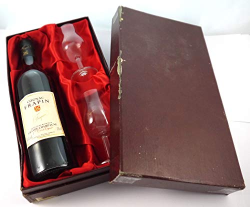 Frappin Very Superior Old Grand Champagne Cognac 1970's Gift Set in einer Geschenkbox, da zu 3 Weinaccessoires von vintagewinegifts