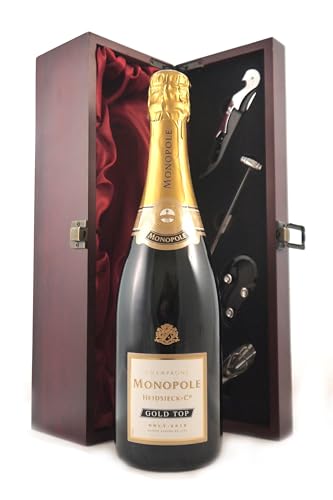 Heidsieck & Co Monopole Gold Top Champagne 2018 in einer mit Seide ausgestatetten Geschenkbox, da zu 4 Weinaccessoires, 1 x 750ml Heidsieck & Co Monopole Gold Top Champagne 2018 in einer mit Seide ausgestatetten Geschenkbox, da zu 4 Weinaccessoires, 1 x 750ml von vintagewinegifts