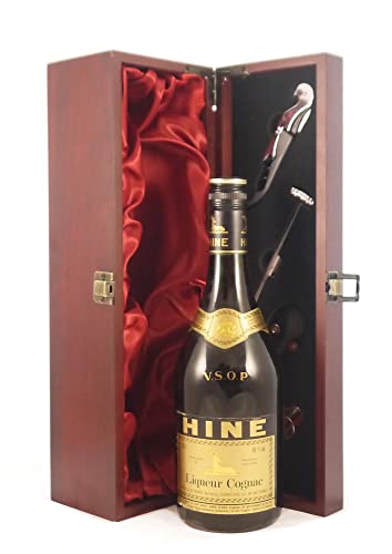 Hine Liqueur VSOP Cognac 1980's bottling in einer mit Seide ausgestatetten Geschenkbox, da zu 4 Weinaccessoires, 1 x 750ml von vintagewinegifts