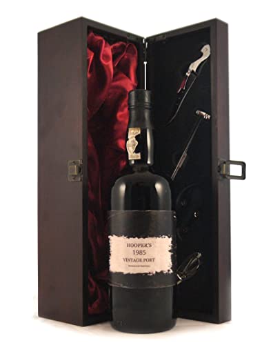 Hoopers Vintage Port 1985 in einer mit Seide ausgestatetten Geschenkbox, da zu 4 Weinaccessoires, 1 x 700ml von vintagewinegifts