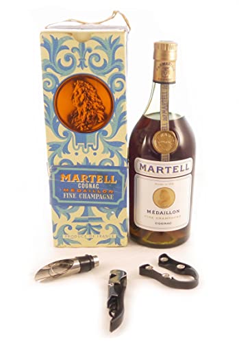 Martell Medaillon Fine Champagne Cognac 1960's in einer Original Geschenkbox, da zu 3 Weinaccessoires, 1 x 750ml von vintagewinegifts