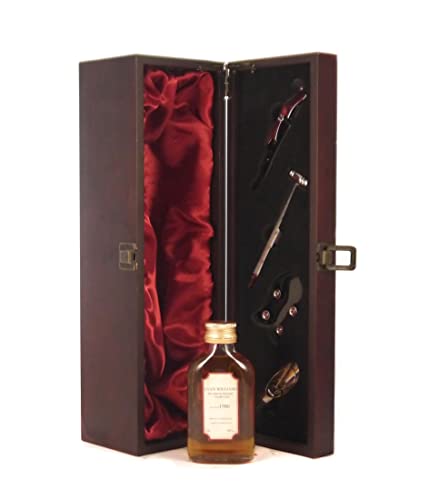 Vintage Evan Williams 7 Year old Bourbon Whisky (Decanted Selection) 10cls in einer mit Seide ausgestatetten Geschenkbox, da zu 4 Weinaccessoires, 1 x 100ml von vintagewinegifts