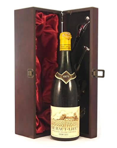Vouvray Le Haut Lieu 1971 Domaine Huet in einer mit Seide ausgestatetten Geschenkbox, da zu 4 Weinaccessoires, 1 x 750ml Vouvray Le Haut Lieu 1971 Domaine Huet in einer mit Seide ausgestatetten Geschenkbox, da zu 4 Weinaccessoires, 1 x 750ml von vintagewinegifts