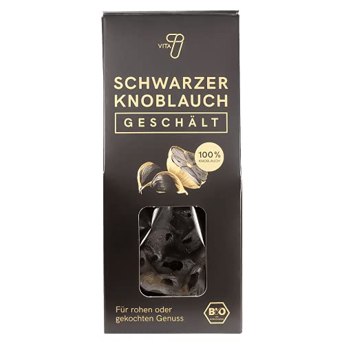 vita7 Bio Schwarzer Knoblauch, geschält 1er Pack (1 x 80 g) Naturkost, schonend und traditionell fermentiert, Gourmet Küche, mit Vitaminen, Mineralien und hohem Gehalt an S-Allylcystein von vita7