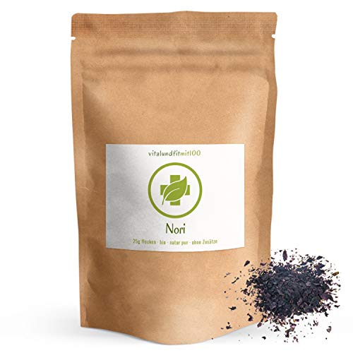 Bio Nori Flocken - 25 g - getrocknete Algen-Flocken - Algenflakes - Meeresgewürz - von der Atlantikküste Argentiniens - Rotalge, Rote Meeresalgen - in Rohkostqualität - glutenfrei - OHNE Zusatzstoffe Bio Nori Flocken - 25 g - getrocknete Algen-Flocken - Algenflakes - Meeresgewürz - von der Atlantikküste Argentiniens - Rotalge, Rote Meeresalgen - in Rohkostqualität - glutenfrei - OHNE Zusatzstoffe von vitalundfitmit100