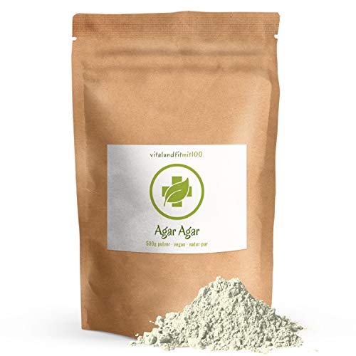 vitalundfitmit100 Agar Agar Pulver - 500 g - in Rohkostqualität - vegan - glutenfrei - laktosefrei - für Geliermittel, Torten und Co. - ohne Zusätze vitalundfitmit100 Agar Agar Pulver - 500 g - in Rohkostqualität - vegan - glutenfrei - laktosefrei - für Geliermittel, Torten und Co. - ohne Zusätze von vitalundfitmit100
