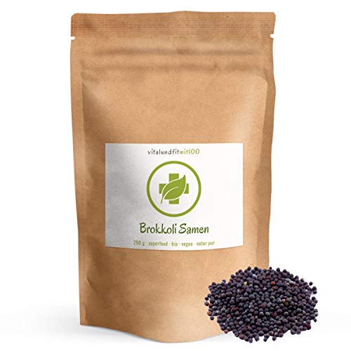 Bio Brokkolisamen 250 g - in bewährter Rohkostqualität - vegan, rein - besonders geeignet für Vegetarier, Veganer, Rohköstler - OHNE Hilfs- u. Zusatzstoffe Bio Brokkolisamen 250 g - in bewährter Rohkostqualität - vegan, rein - besonders geeignet für Vegetarier, Veganer, Rohköstler - OHNE Hilfs- u. Zusatzstoffe von vitalundfitmit100