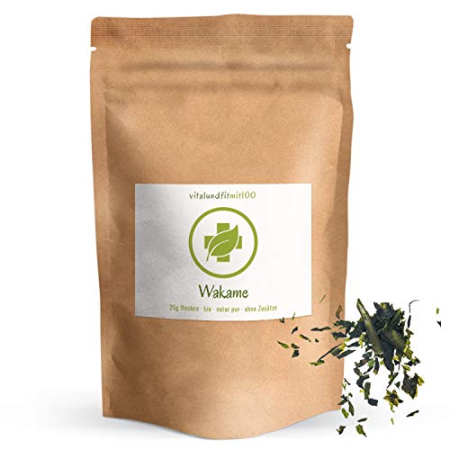 Bio Wakame Flocken - 25 g - mineralstoffhaltige Braunalge - getrocknete Algen-Flocken, Algenflakes, Meeresgewürz - von der Atlantikküste Spaniens - in Rohkost-Qualität - glutenfrei - OHNE Zusatzstoffe Bio Wakame Flocken - 25 g - mineralstoffhaltige Braunalge - getrocknete Algen-Flocken, Algenflakes, Meeresgewürz - von der Atlantikküste Spaniens - in Rohkost-Qualität - glutenfrei - OHNE Zusatzstoffe von vitalundfitmit100