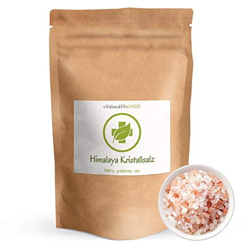 Himalaya Kristallsalz* - 1000 GRAMM (1 kg) - GROBKÖRNIG - absolut naturbelassen - Original aus Pakistan - 100% natur pur von vitalundfitmit100