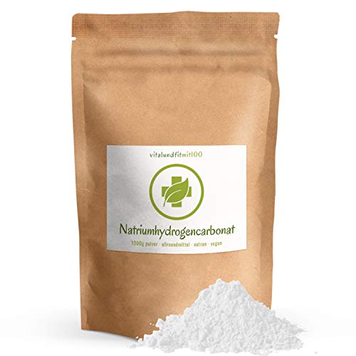 Natriumhydrogencarbonat Pulver - 1000 g - Natron E500 - NaHCO3 - in Lebensmittelqualität - Backsoda, Speisesoda, Speisenatron, Reinigung, Backpulver - 100% vegan - OHNE Hilfs- u. Zusatzstoffe von vitalundfitmit100