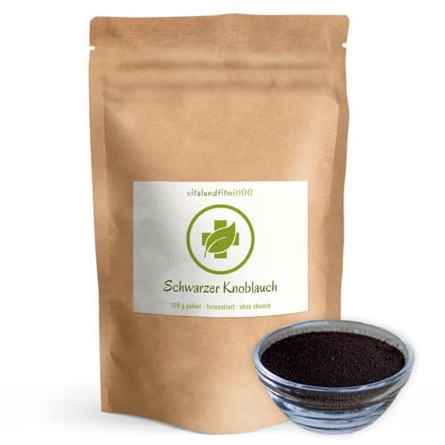 Bio Schwarzer Knoblauch gemahlen 100 g - Black Garlic - getrocknet Knoblauchzehen aus SPANIEN - Ohne Zusätze, Premiumqualität - ohne Gentechnik - Geruchs- & Geschmacksneutral Bio Schwarzer Knoblauch gemahlen 100 g - Black Garlic - getrocknet Knoblauchzehen aus SPANIEN - Ohne Zusätze, Premiumqualität - ohne Gentechnik - Geruchs- & Geschmacksneutral von vitalundfitmit100