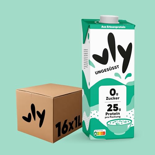 vly - Die cremig leckere Milchalternative aus Erbsen + Calcium | 100% pflanzlich | Vegane Milchalternative UNGESÜSST zuckerfrei proteinreich, Viel Eiweiß ohne Zucker Erbsenproteindrink Protein Drink von VLY