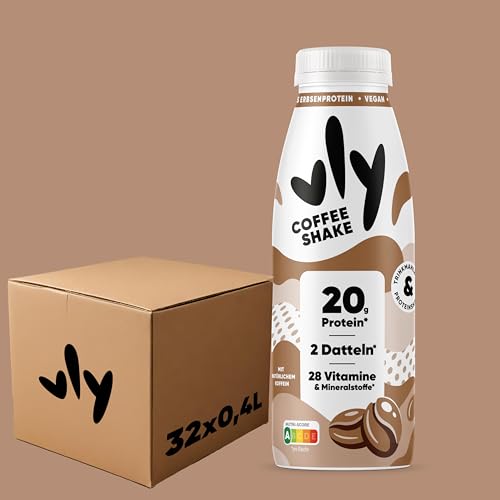 vly Coffee 400 ml Flasche - Veganer Kaffee Drink + 20g Protein ohne Zuckerzusatz | Proteinreich & kalorienarm aus Pflanzenprotein Kaffeedrink Milchalternative Eiweiß Proteindrink von vly