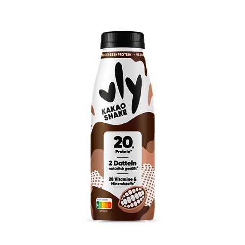 vly Kakao 400ml Flasche - Veganer Kakaodrink + 20g Protein ohne Zucker-Zusatz | Schoko Drink proteinreich & kalorienarm aus Erbsenprotein Schokodrink Schokolade Milchalternative Eiweiß Proteindrink von vly