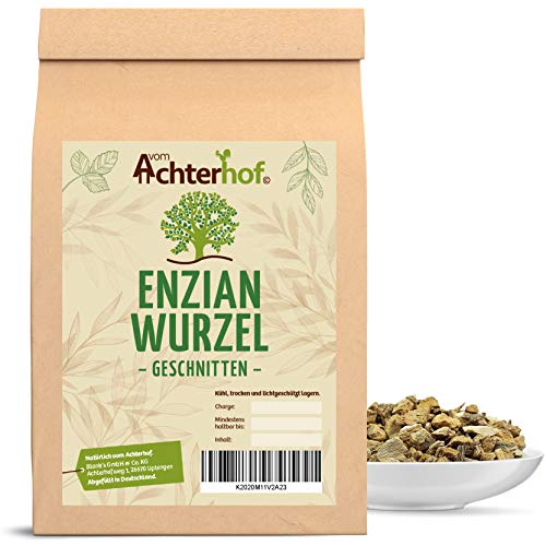 Enzianwurzel 100g | Enzianwurzeln geschnitten | Enzian 100% naturrein | ohne Zusätze und Konservierungsstoffe | Gelber Enzian | ideal für Kräutertee | vom Achterhof von vom-Achterhof