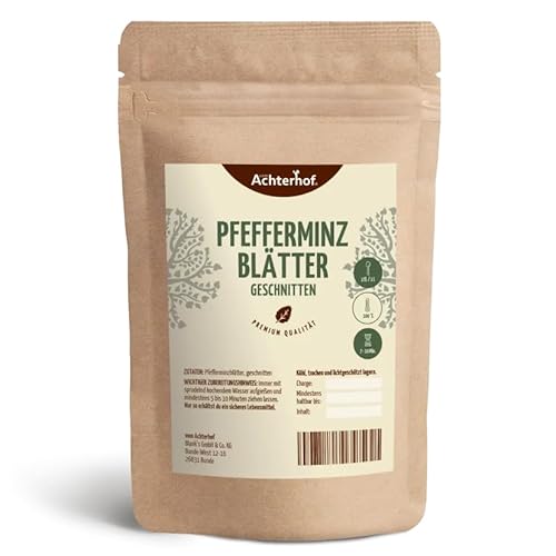 Pfefferminzblätter 250g I Pfefferminzblätter getrocknet und geschnitten I ideal für Pfefferminz-Tee I naturrein I Kräutertee lose I aus deutschem Anbau I vom Achterhof von vom-Achterhof