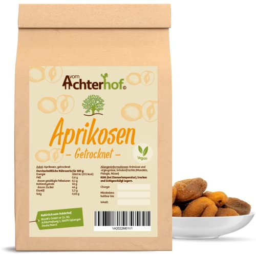 Aprikosen getrocknet 500g | süß-fruchtige Aprikosen | in der Türkei geerntet | ideal als fruchtig-süßlicher Snack | 100% natürlich | ungesüßt und ungeschwefelt | vom Achterhof von vom-Achterhof