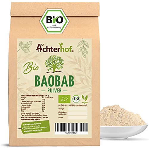 Baobab Pulver Bio | 1000g | Affenbrotbaum Fruchtpulver | 100% reines Baobabpulver | für Müsli, Smoothie, Joghurt, Salatdressing oder Desserts | vom Achterhof von vom-Achterhof
