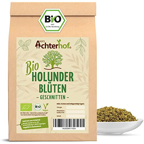 Bio Holunderblüten 100g | getrocknet und geschnitten in höchster Bio-Qualität | für schmackhafte Tees, Speisen & Co. | vom Achterhof von vom-Achterhof