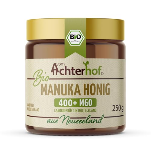 Bio Manuka Honig | 250g | 100% BIO | mit 400+ MGO | in Deutschland laborgeprüfter Methylglyoxal Wert | reines Naturprodukt aus Neuseeland | aus ethischer Imkerei | vom Achterhof Bio Manuka Honig | 250g | 100% BIO | mit 400+ MGO | in Deutschland laborgeprüfter Methylglyoxal Wert | reines Naturprodukt aus Neuseeland | aus ethischer Imkerei | vom Achterhof von vom-Achterhof