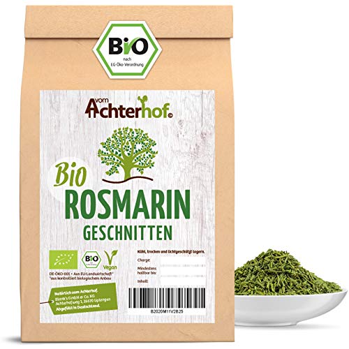 Bio-Rosmarin getrocknet geschnitten (100g) Rosmarin-Tee vom-Achterhof Bio-Gewürze Rosemary Cut Organic von vom-Achterhof