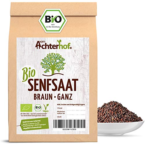 Bio-Senfsamen Senfsaat Senfkörner schwarz auch braun genannt (500g) vom-Achterhof ideal zur Senf-Herstellung von vom-Achterhof