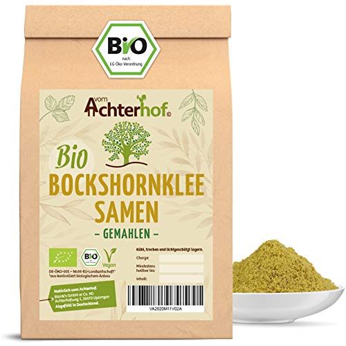 Bockshornklee gemahlen BIO (1kg) | Bockshorn-Tee| Bockshornkleesamen Pulver | Ideal als Tee oder Gewürz | Fenugreek Seeds Powder Organic von vom-Achterhof