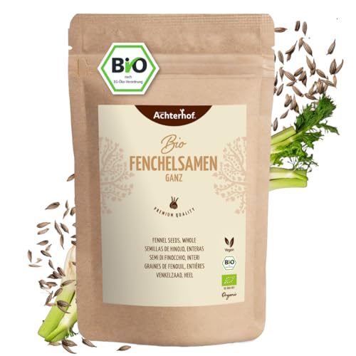 Fenchelsamen ganz Bio 500g | Fenchel Samen in Bio-Qualität | Fencheltee | milder, süßlicher Geschmack | ideal zur Zubereitung von Nudelgerichten, Aufläufen & wärmenden Tees | vom Achterhof von vom-Achterhof