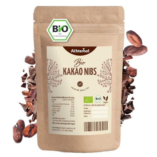 Kakaonibs Bio 1kg | aus der Criollo Kakao-Bohne | ohne Süßungsmittel | für Schokomuffins, Schokoglasuren, eine heiße Schokolade & als Zugabe in Porridges, Müslis & Co | vom Achterhof von vom-Achterhof